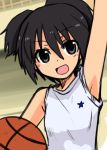  arm_up armpits bad_id basketball black_eyes black_hair black_rock_shooter choutako kuroi_mato short_twintails solo twintails 