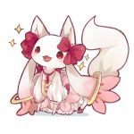  artist_request arufa_(a-1626) blush cosplay dress kaname_madoka kaname_madoka_(cosplay) kyubey mahou_shoujo_madoka_magica no_humans ribbon solo sparkle star tail 