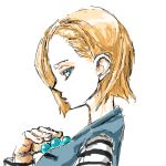  1girl android android_18 blonde_hair blue_eyes dragon_ball dragon_ball_z dragonball_z gamma_ray_burst jewelry lowres short_hair 