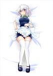  absurdres blue_eyes blush breasts highres izayoi_sakuya large_breasts mary_janes shoes silver_hair solo thigh-highs thighhighs touhou wakie white_legwear wrist_cuffs 