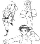  3girls ahoge armband ass breasts cammy_white capcom choker cleavage cleavage_cutout collage hat huge_ahoge jiangshi large_breasts lei_lei leotard makoto multiple_girls ribbed_leotard shoulder_pads sleeves_past_wrists sports_bra street_fighter street_fighter_zero tsukudani_(coke-buta) vampire_(game) 