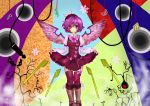  animal_ears dress dress_lift hat kotarou_(yukina1721) mahou_shoujo_madoka_magica musical_note mystia_lorelei parody purple_eyes purple_hair short_hair skirt skirt_lift smile solo thigh-highs thighhighs touhou violet_eyes wings zettai_ryouiki 