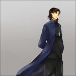  amakura_(am_as) brown_hair closed_eyes cross eyes_closed fate/stay_night fate/zero fate_(series) jewelry kotomine_kirei long_coat male necklace solo 
