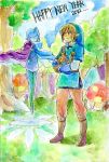  blue_eyes fi forest happy_new_year harp link nature nintendo pointy_ears skyward_sword smile the_legend_of_zelda 
