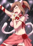  animal_ears cat_ears cat_tail commentary_request fang fukuro_(artist) idolmaster idolmaster_cinderella_girls maekawa_miku sweat tail tears 
