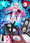  alternate_costume aqua_eyes boots cable elbow_gloves gloves long_hair megurine_luka outstretched_hand pink_hair solo speaker standing_on_one_leg thigh-highs thigh_boots thighhighs vocaloid 