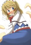  1girl alice_margatroid blonde_hair blue_dress blue_eyes blush capelet dress gaoo_(frpjx283) hairband highres long_hair open_mouth ribbon solo_focus touhou 