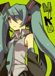  detached_sleeves haru_(oomr005) hatsune_miku headset long_hair necktie simple_background solo twintails very_long_hair vocaloid 