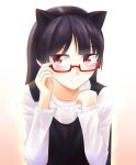  animal_ears aoi_usagi bespectacled black_hair cat_ears glasses gokou_ruri long_hair ore_no_imouto_ga_konna_ni_kawaii_wake_ga_nai red_eyes solo 