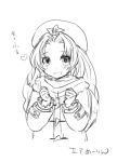  bust clariate hat heart hong_meiling long_hair monochrome scarf sketch solo star touhou 