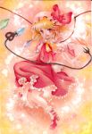  blonde_hair flandre_scarlet frills hat laevatein mary_janes mosho shoes short_hair solo the_embodiment_of_scarlet_devil touhou traditional_media wings 