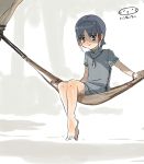  black_hair hair_ornament hammock inazuma_eleven inazuma_eleven_(series) inazuma_eleven_go mizuhara_aki short_hair shuu_(inazuma_eleven) sitting solo tree 