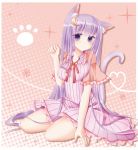  animal_ears bare_legs cat_ears cat_tail crescent hair_ornament kemonomimi_mode long_hair no_hat no_headwear patchouli_knowledge paw_pose purple_eyes purple_hair sitting solo tail touhou very_long_hair violet_eyes yuzuki_(blossom) 