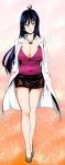  1girl blue_hair breasts cleavage female huge_breasts labcoat legs long_hair maken-ki! nijou_aki skirt solo takeda_hiromitsu violet_eyes 