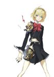  android blonde_hair blue_eyes makacoon persona persona_3 robot_joints school_uniform skirt solo torn_clothes 