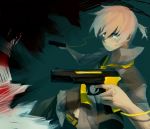  aqua_eyes belt blonde_hair dual_wielding gun kagamine_len male necktie sachirika short_hair solo vocaloid weapon 