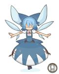  &#9320; ? arai_seiryuu blue_hair blush cirno closed_eyes dress dress_shirt eyes_closed grin hair_ribbon mary_janes outstretched_arms outstretched_hand ribbon shirt shoes short_sleeves smile solo tiptoes touhou wings ã¢â€˜â¨ â‘¨ 