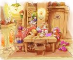  blonde_hair bowl bud_(lom) cabinet cactus candle cat chair character_request crab door elazul feathers fireplace green_hair imu lady_pearl legend_of_mana lil&#039;_cactus lil'_cactus lisa_(lom) mog_(moglist) penguin plate pot purple_hair rug seiken_densetsu spoon table teapot toto valerie_(lom) 