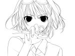  goggles goggles_on_head gumi kanae_(aab) lineart monochrome mosaic_roll_(vocaloid) scissors solo transparent_background vocaloid 