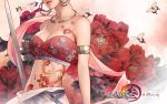  bare_shoulders breasts cleavage earrings head_out_of_frame highres jewelry jianxia_qingyuan_3 large_breasts lips official_art piercing solo sword tattoo wallpaper weapon zhang_xiaobai 