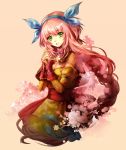  bad_id bare_shoulders character_request flower green_eyes le_ciel_bleu pink_hair ribbon stells 