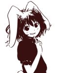  animal_ears bad_id bunny_ears bunny_tail bust digital001 inaba_tewi monochrome smile solo tail touhou 