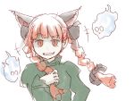  animal_ears bad_id braid cat_ears digital001 face grin kaenbyou_rin red_eyes red_hair redhead simple_background sketch smile solo spirits touhou twin_braids white_background 