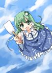  darkside detached_sleeves green_eyes green_hair hair_ornament hair_tubes kochiya_sanae solo touhou 