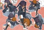  arm_holding armlock arms_up black_hair black_legwear brown_eyes brown_hair closed_eyes elbowing eyes_closed hair_ornament hairband hairclip hands_together hirasawa_yui holding_arm k-on! kneehighs long_hair martial_arts multiple_girls nakano_azusa open_clothes open_jacket open_mouth pantyhose pink_background red_eyes ribbon school_uniform shoes short_hair simple_background skirt strangle strangling strangulation tainaka_ritsu tears tomohi translated translation_request twintails uwabaki 