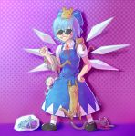  1girl and blue cat cirno hair smile touhou vickybit wings 