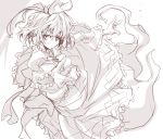  dress ghost ghost_tail hat hat_ribbon matsuno_canel monochrome ribbon short_hair smile soga_no_tojiko solo touhou 