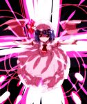  1girl bat_wings emyu fujishiro_emyu hat lavender_hair outstretched_arms red_eyes remilia_scarlet solo spread_arms touhou wings 