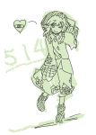  bad_id character_name digital001 green heart komeiji_koishi monochrome smile solo touhou wink 