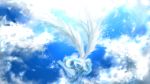  angel aqua_hair barefoot clouds hatsune_miku long_hair mariwai_(marireroy) sky vocaloid wings 