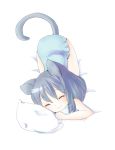  animal_ears bed_sheet blush clariate closed_eyes grey_hair mouse_ears mouse_tail nazrin smile solo tail top-down_bottom-up touhou 