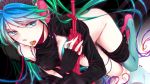  bottomless candy chitose_kana fingerless_gloves gloves gradient_hair gun hatsune_miku headphones highres lollipop long_hair looking_at_viewer multicolored_hair rifle solo thighhighs twintails very_long_hair vocaloid weapon 
