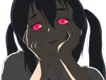  black_hair glowing glowing_eyes hands_on_own_cheeks hands_on_own_face k-on! nakano_azusa oekaki open_mouth parody solo yandere yandere_trance 
