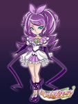  1girl artist_request blue_eyes brooch choker cure_symphony dress drill_hair gloves hair_ribbon hairband heart jewelry logo long_hair magical_girl precure puffy_sleeves purple purple_hair ribbon shoes suite_precure title_drop toudou_koto 