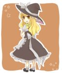  bad_id blonde_hair braid from_behind hat hovering_kousin kirisame_marisa looking_back mary_janes shoes socks solo star touhou white_legwear witch witch_hat 