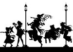  absurdres bat_wings bow braid breasts carrying cup dress flandre_scarlet floating flying flying_sweatdrops frills hat hat_bow head_wings high_heels highres hong_meiling izayoi_sakuya kitazinger koakuma lamppost long_hair long_sleeves low_wings maid maid_headdress mary_janes monochrome multiple_girls necktie open_mouth patchouli_knowledge piggyback pointing remilia_scarlet shoes short_hair short_sleeves shoulder_carry silhouette skirt skirt_set teacup teapot the_embodiment_of_scarlet_devil touhou tray twin_braids very_long_hair vest walking wings 