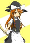  1girl amamiya_rhythm broom cosplay hat kirisame_marisa orange_eyes orange_hair pretty_rhythm_aurora_dream solo touhou 