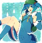  backpack bag blue_eyes blue_hair hair_bobbles hair_ornament hat kawashiro_nitori key randoseru ruxun short_hair short_twintails solo sumeragi_oruta touhou twintails 