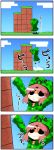  221 2215 4koma :&lt; :t black_eyes chibi comic creeparka creeper highres hoodie jumping minecraft personification pout pouting sky solo zipper 