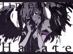  black_wings character_name empty_eyes hands hands_clasped hands_on_own_face hata-tan himekaidou_hatate monochrome shion_(mamuring) shionty solo touhou wings yandere 