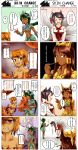  absurdres ahri blush brown_hair chinese comic dark_skin genderswap highres league_of_legends long_hair long_image multiple_4koma multiple_girls nam_(valckiry) nasus personification renekton skarner tall_image translated translation_request 