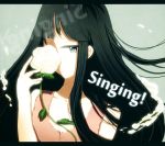  a-o-i akiyama_mio bad_id black_hair flower k-on! k-on!_movie long_hair singing! solo 
