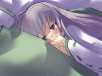  blush commentary commentary_request gaoo_(frpjx283) grey_eyes grey_hair japanese_clothes kariginu long_hair lying mononobe_no_futo no_hat no_headwear solo touhou 