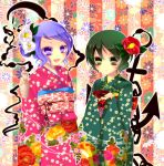  anchor floral_print flower hair_flower hair_ornament japanese_clothes kaza kimono kumoi_ichirin multiple_girls murasa_minamitsu touhou 