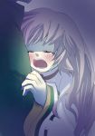  blush closed_eyes commentary commentary_request crying eyes_closed gaoo_(frpjx283) grey_hair japanese_clothes kariginu long_hair mononobe_no_futo no_hat no_headwear open_mouth solo tears touhou 