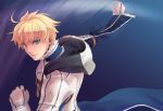  ahoge armor blonde_hair fate/prototype fate_(series) gauntlets green_eyes invisible_air joha male saber_(fate/prototype) short_hair solo sword weapon 